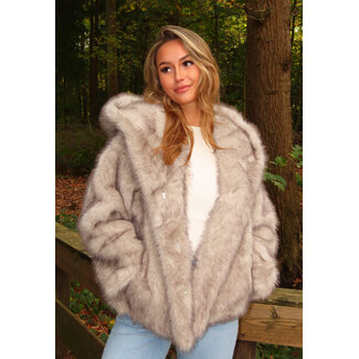 Pelzmantel Taupe Kurz