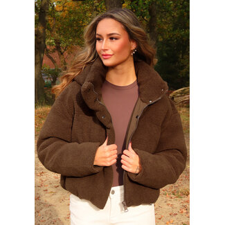 Braune Teddy-Daunenjacke