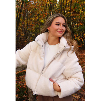 Teddy-Daunenjacke in Weiß