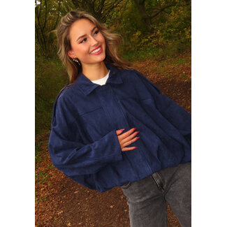 Dark Blue Suede Look Jacket