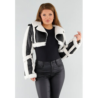 Schwarz-weiße kurze Jacke