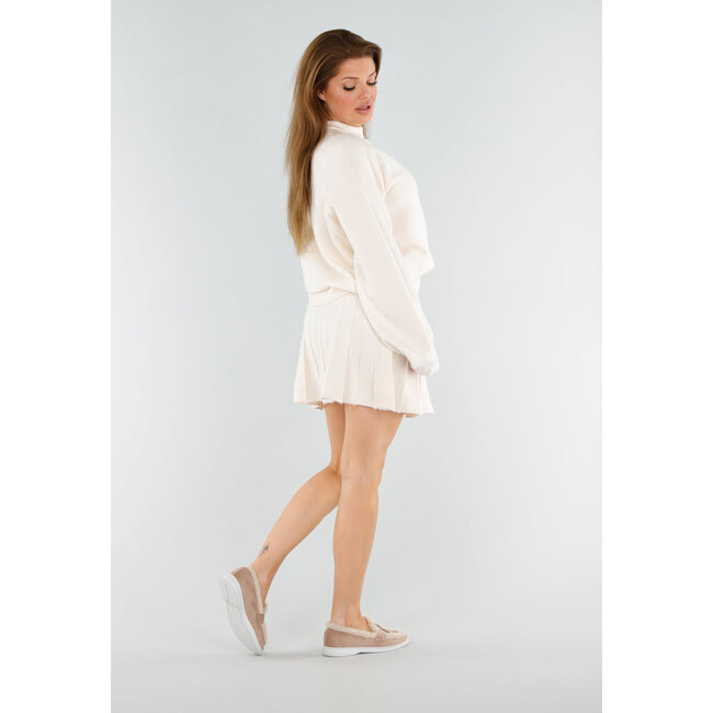 Taupe Slipper mit Teddyfell