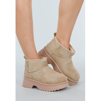 Beige Snowboots mit Plateau