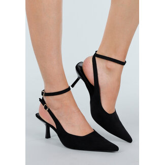 Schwarze Wildleder-Absatzschuhe