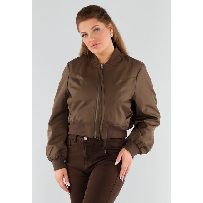 Braune Bomberjacke mit Reißverschluss