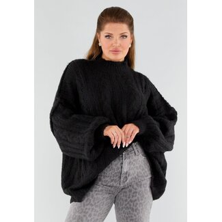 Schwarzer Strickpullover mit Rollkragen