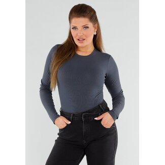 Dunkelgrauer Stretch-Body mit geripptem String