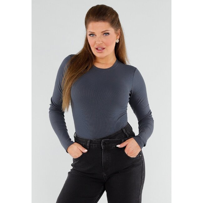 Dunkelgrauer Stretch-Body mit geripptem String