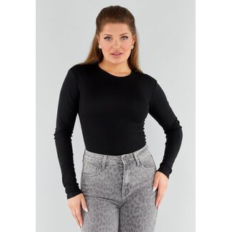 Schwarzer Stretch-Body mit langen Ärmeln