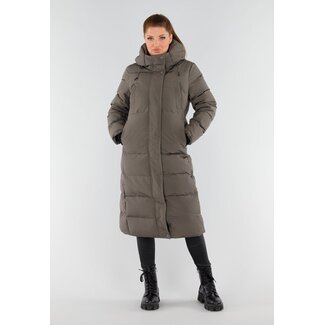 Khaki Lange Pufferjacke
