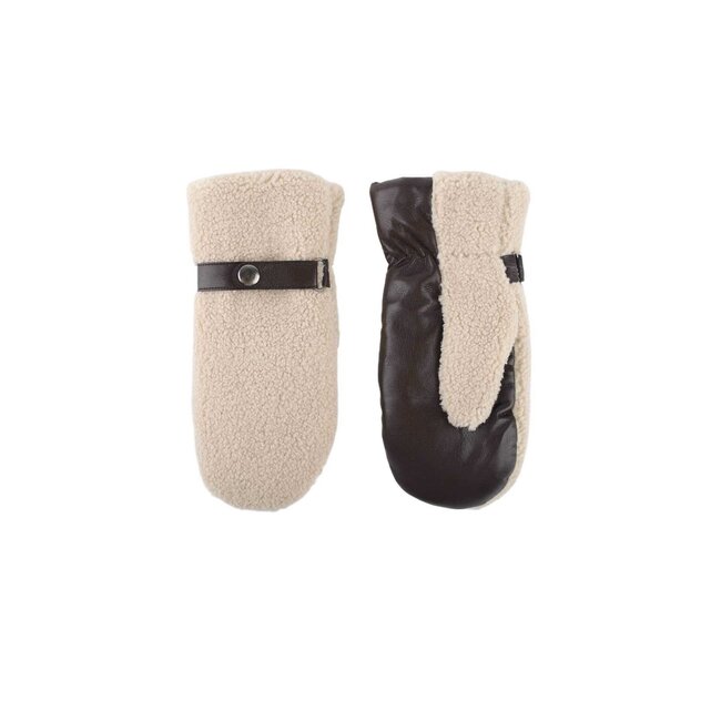 Teddy-Handschuhe mit Leder