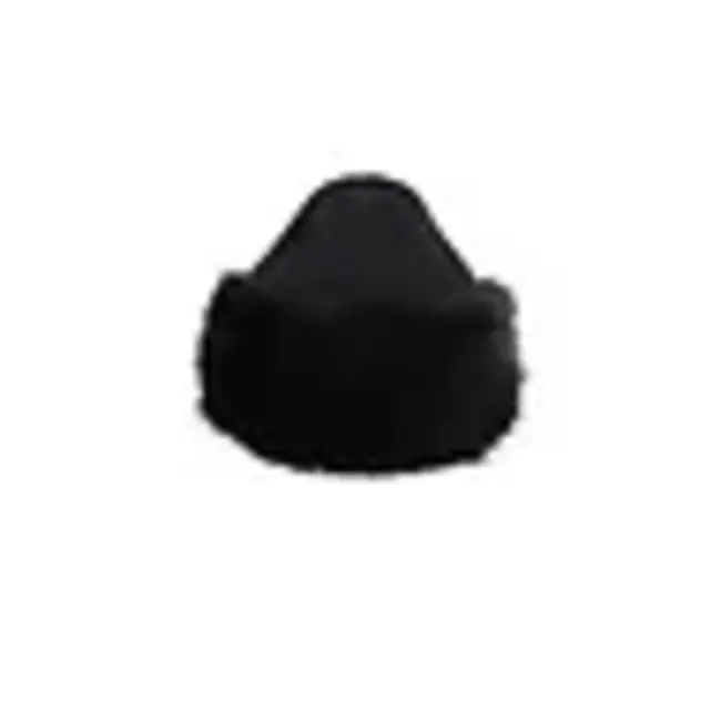 Beige Strickmütze mit breitem Kunstfellrand