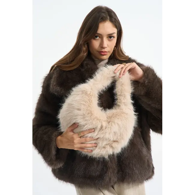 Faux Fur Tas met Gouden Schouderketting