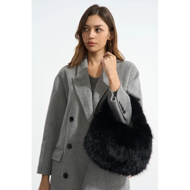 Faux Fur Tas met Gouden Schouderketting