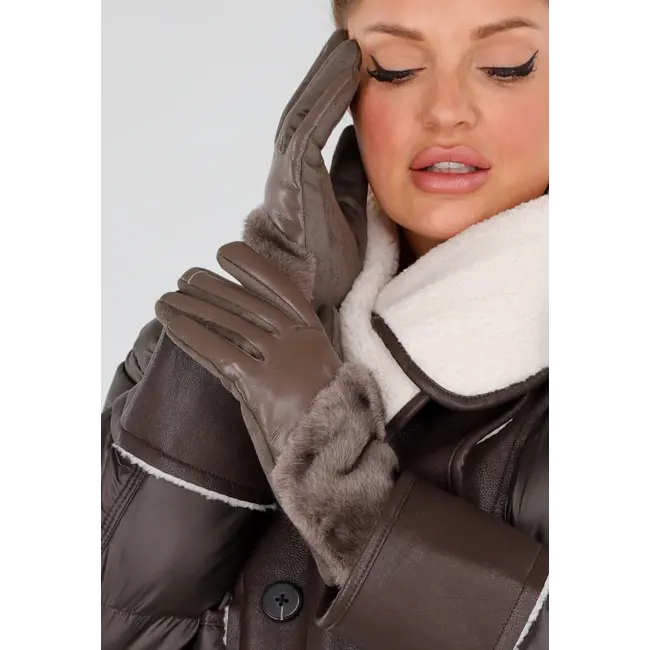 Lederhandschuhe mit Kunstfell