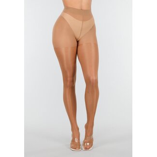 Beige Glänzende Strumpfhose