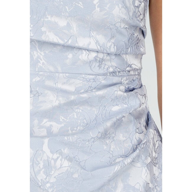 Hellblaues trägerloses Minikleid mit Jacquardstruktur