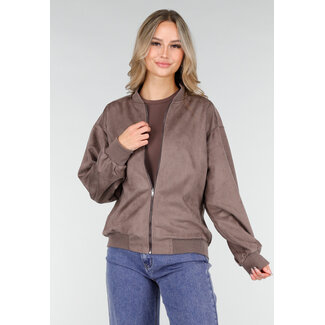 Taupe Bomberjacke mit Reißverschluss