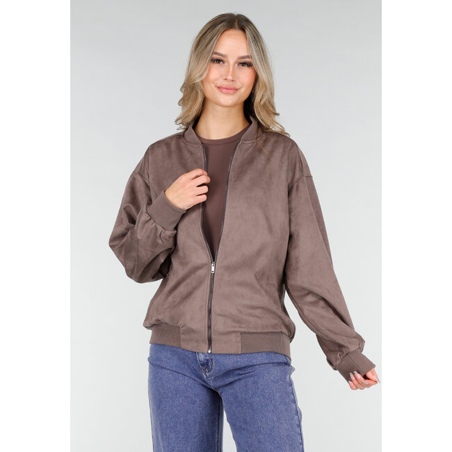 Taupe Bomberjacke mit Reißverschluss