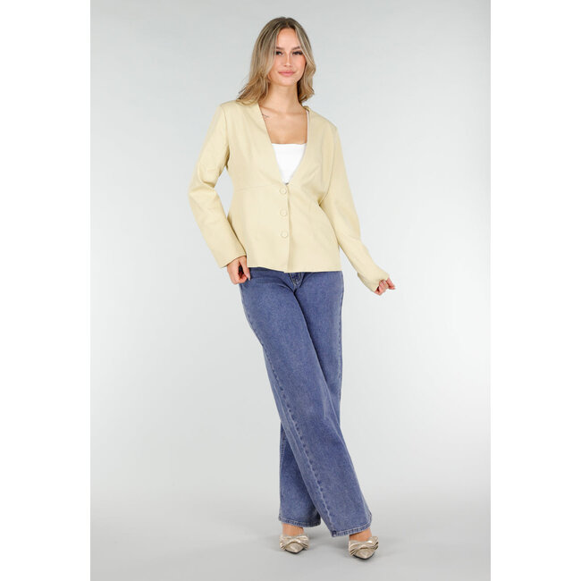 Hellgelber Blazer mit tailliertem Schnitt und Knopfverschluss