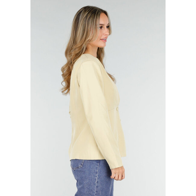 Hellgelber Blazer mit tailliertem Schnitt und Knopfverschluss