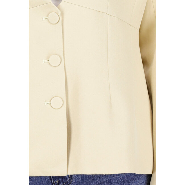 Hellgelber Blazer mit tailliertem Schnitt und Knopfverschluss