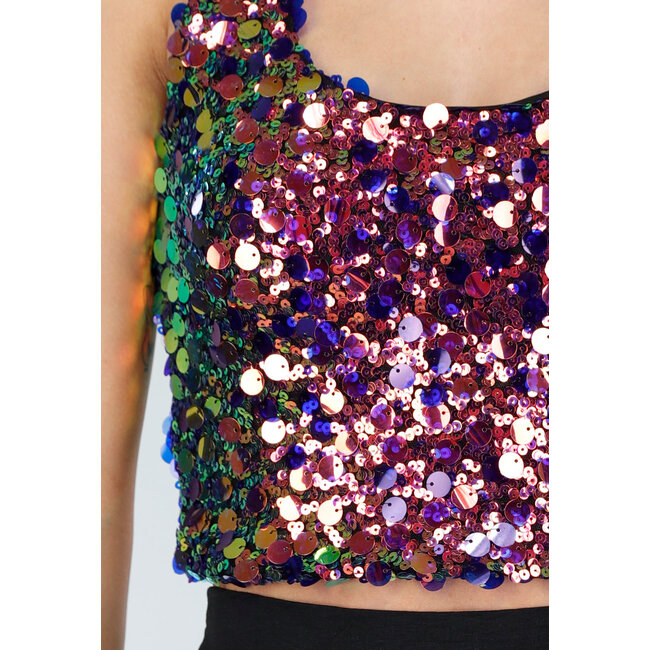 Pailletten-Haltertop mit Blau und Lila