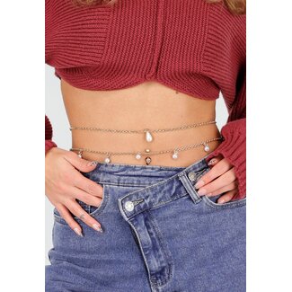 Goldene Körperkette mit Perlenanhängern