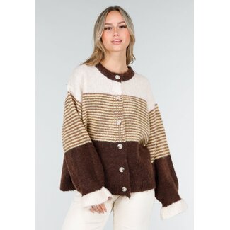 Braune gestreifte Wolljacke
