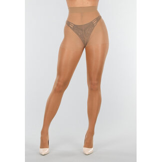 Beige Glänzende Tall Strumpfhose