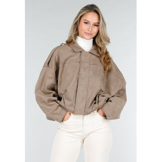 Taupe-Jacke in Wildlederoptik