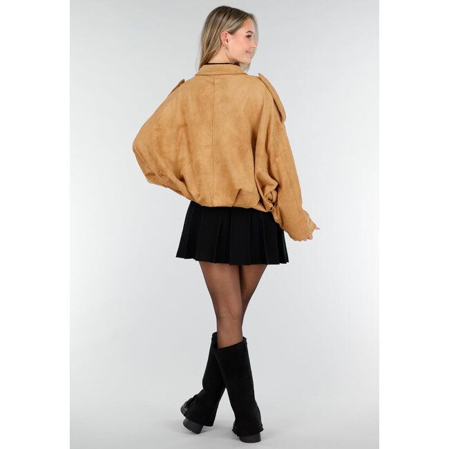 Camel Jacke im Wildleder-Look und Oversize-Passform