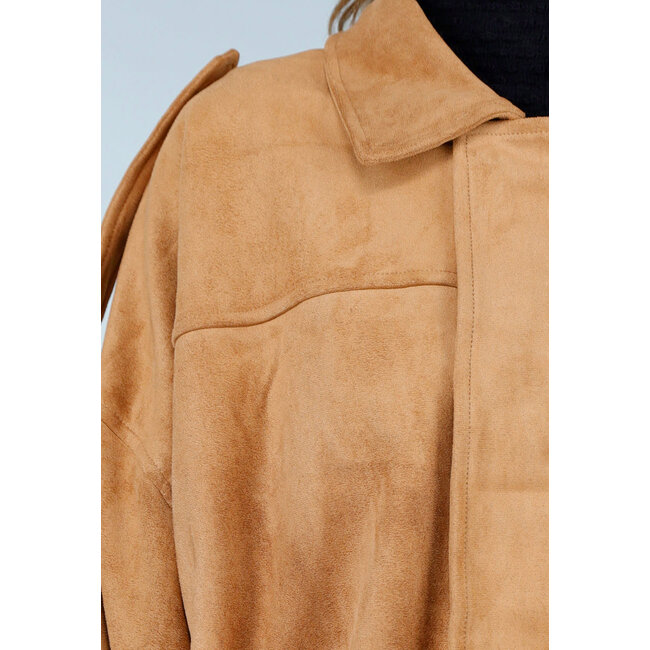 Camel Jacke im Wildleder-Look und Oversize-Passform