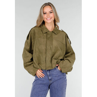 Khaki Wildlederoptik Jacke