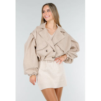 Beige Wildlederoptik Jacke