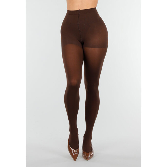 Dunkelbraune Strumpfhose mit hoher Taille und formender Wirkung