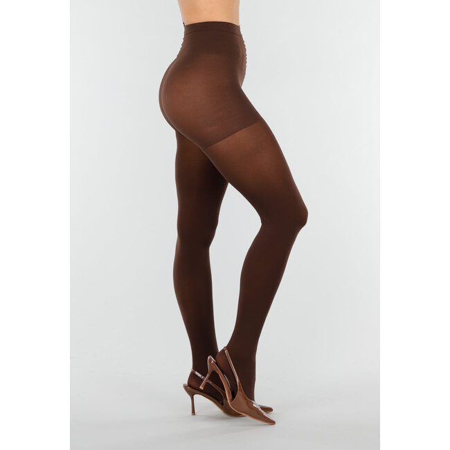 Dunkelbraune Strumpfhose mit hoher Taille und formender Wirkung