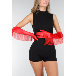 Rote Satin-Stretchhandschuhe