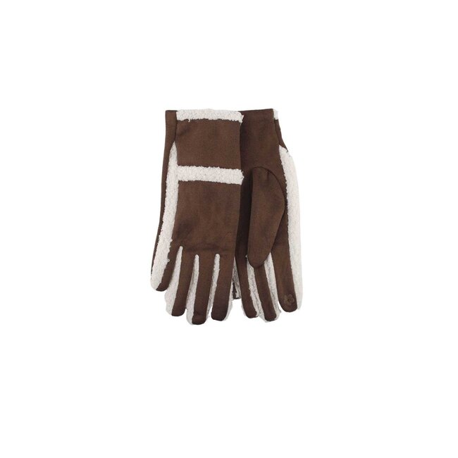 Warme Wildlederhandschuhe mit weichem Teddyfutter und kontrastierendem Finish