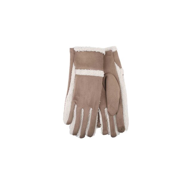 Warme Wildlederhandschuhe mit weichem Teddyfutter und kontrastierendem Finish