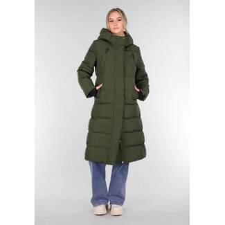 Grüne lange Pufferjacke