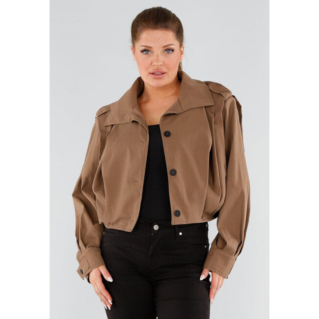 Brauner verkürzter Trenchcoat