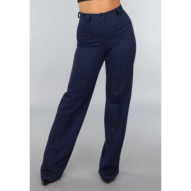 Tall Super Stretch Straight Leg Navy Blue Trousers