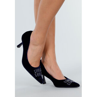 Dunkelblaue Samtpumps