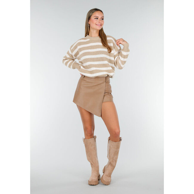 Beige asymmetrischer Skort mit schrägem Überwurf