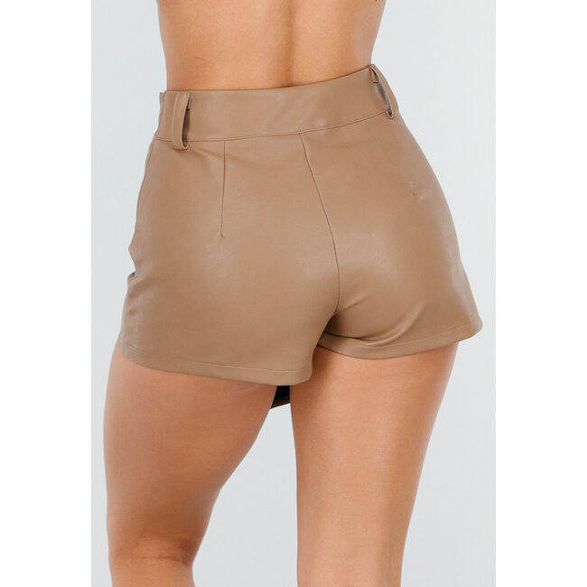 Beige asymmetrischer Skort mit schrägem Überwurf