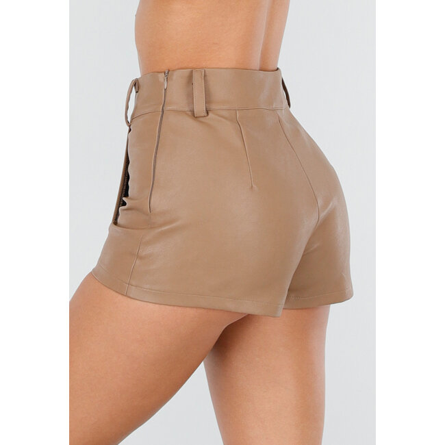 Beige asymmetrischer Skort mit schrägem Überwurf