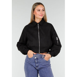 Schwarze kurze Bomberjacke