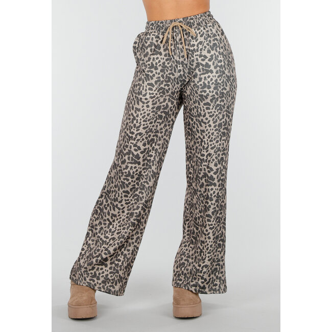 Leopard Print Straight Leg Pants
