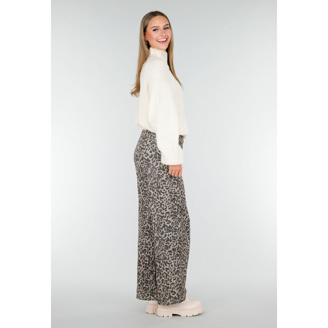 Leopard Print Hose mit geradem Bein und elastischem Bund
